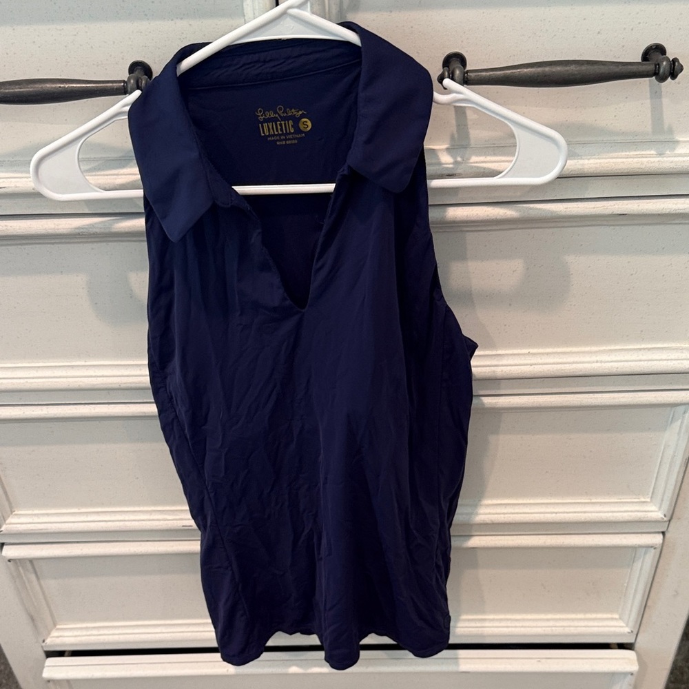 Lilly Pulitzer Navy Sleeveless Button Down Shirt